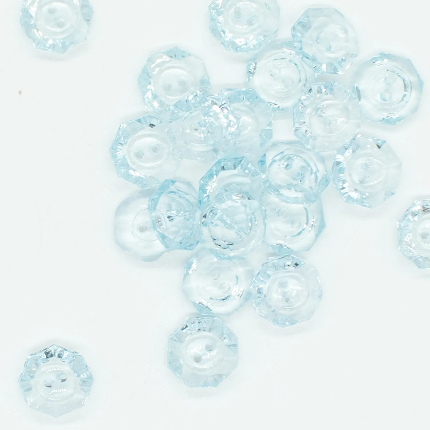 2 Hole Shiny Clear Octagon Button 13mm