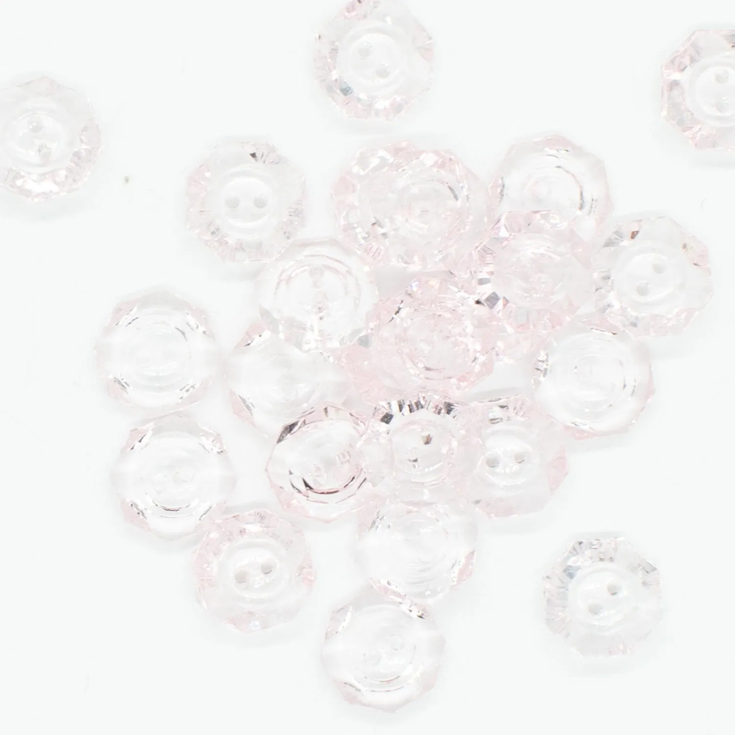 2 Hole Shiny Clear Octagon Button 13mm