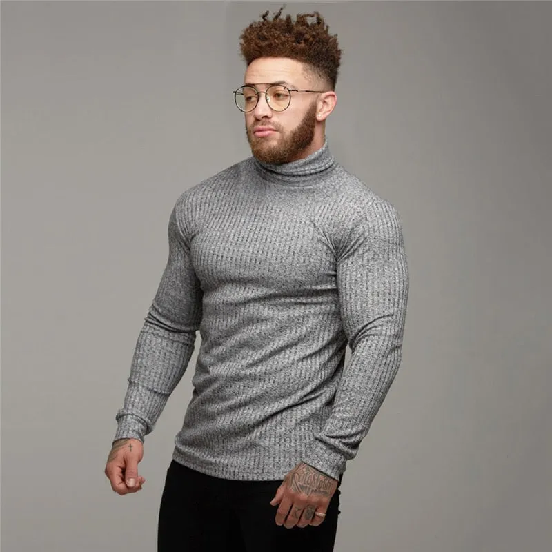 Advbridge Autumn Winter Fashion Turtleneck Mens Thin Sweaters Casual Roll Neck Solid Warm Slim Fit Sweaters Men Turtleneck Pullover Male