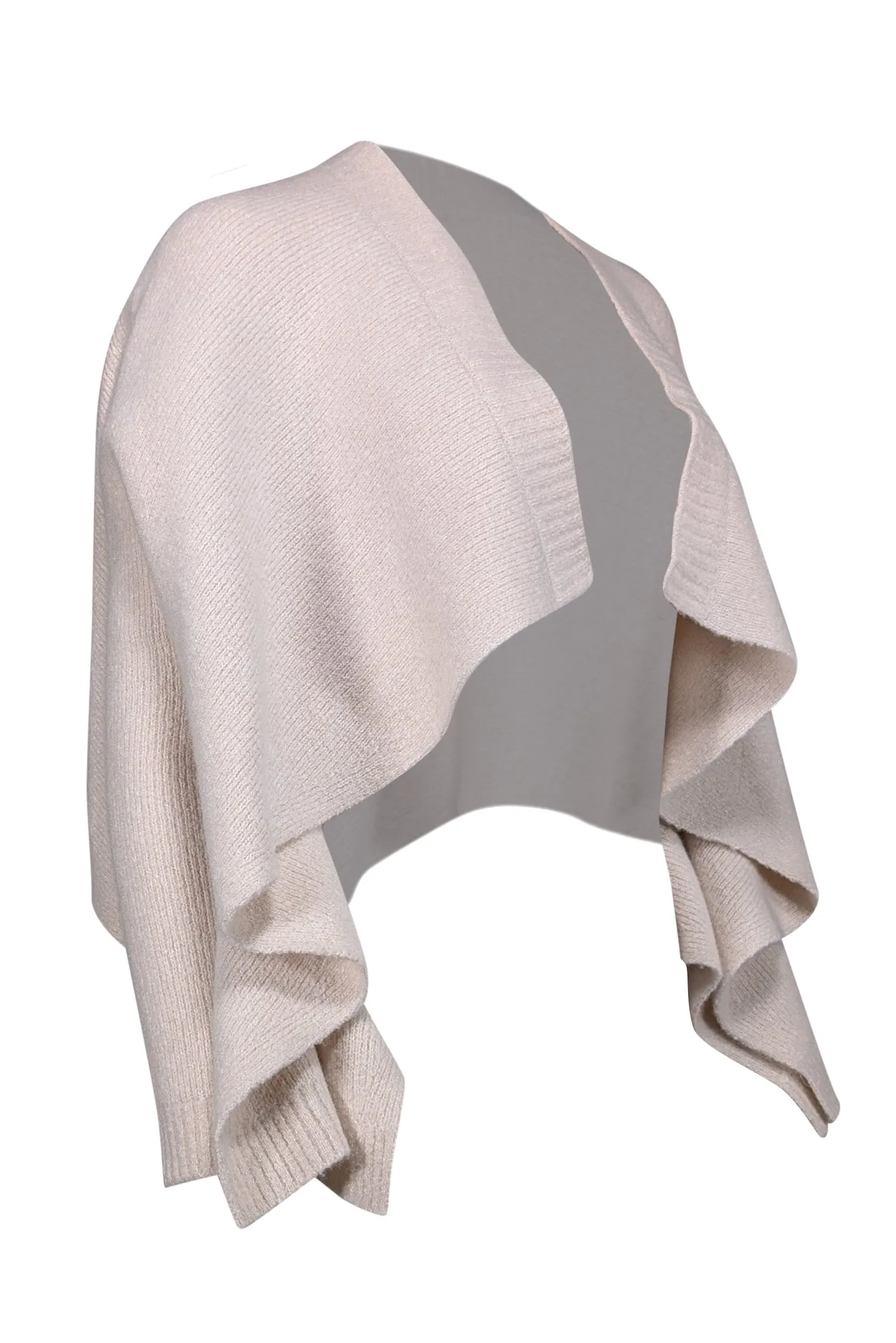 Akris - Beige Cashmere, Wool, & Mulberry Silk Blend Asymmetrical Cape Sz 8