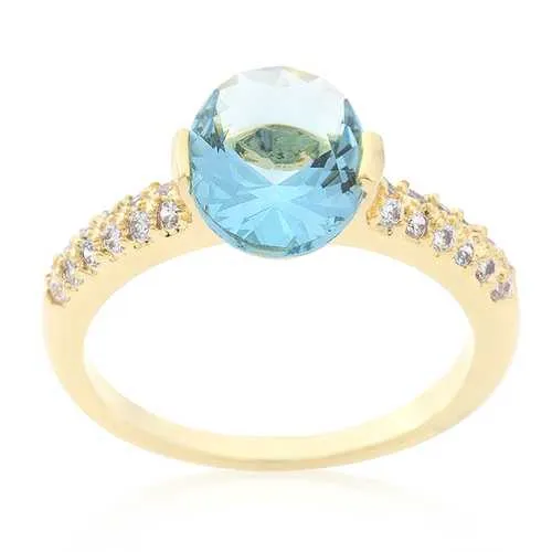 Aqua Oval Cubic Zirconia Engagement Ring