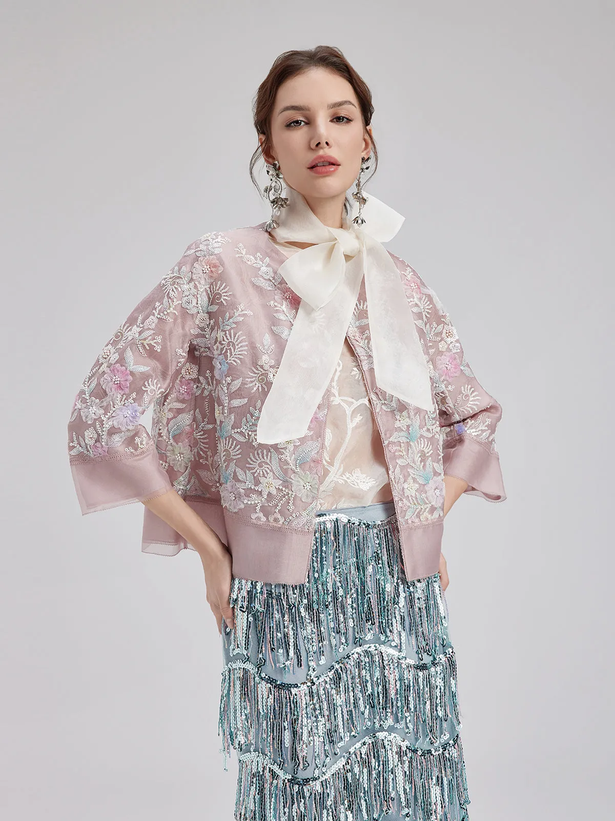 Artisanal Floral Beaded Embroidery Jacket