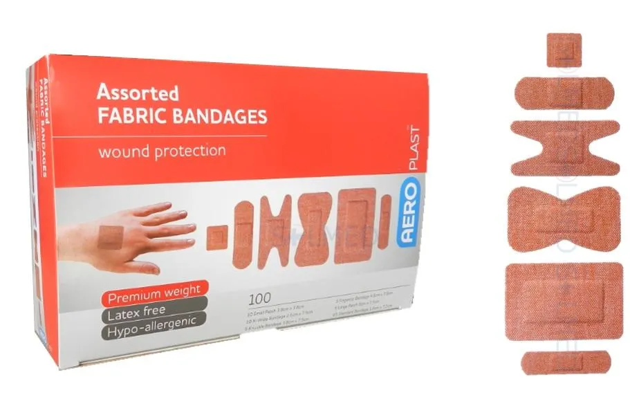 ASSORTED FABRIC BANDAIDS - BOX 100