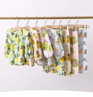 Baby Fruits Or Butterfly Pattern Cotton Tops Combo Pants Sets