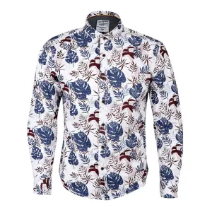 Bajiel Classic Vintage Blue Floral Print Long Sleeve Shirt