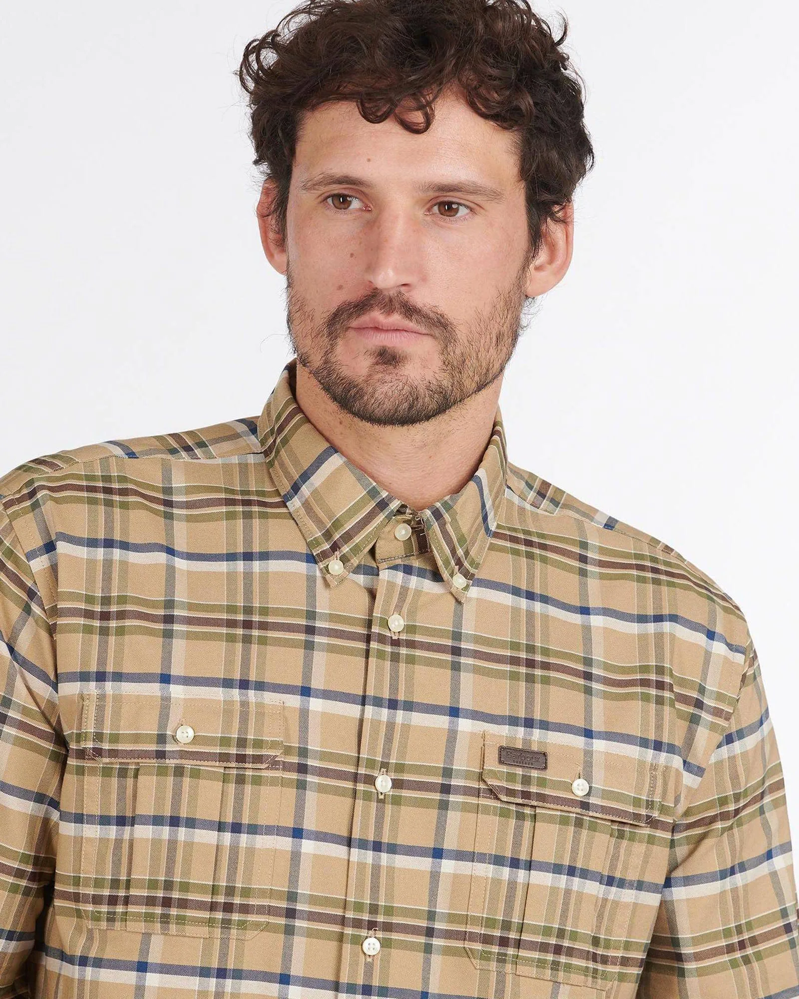 Barbour Barton Coolmax Performance Buttondown Collar Shirt in Stone