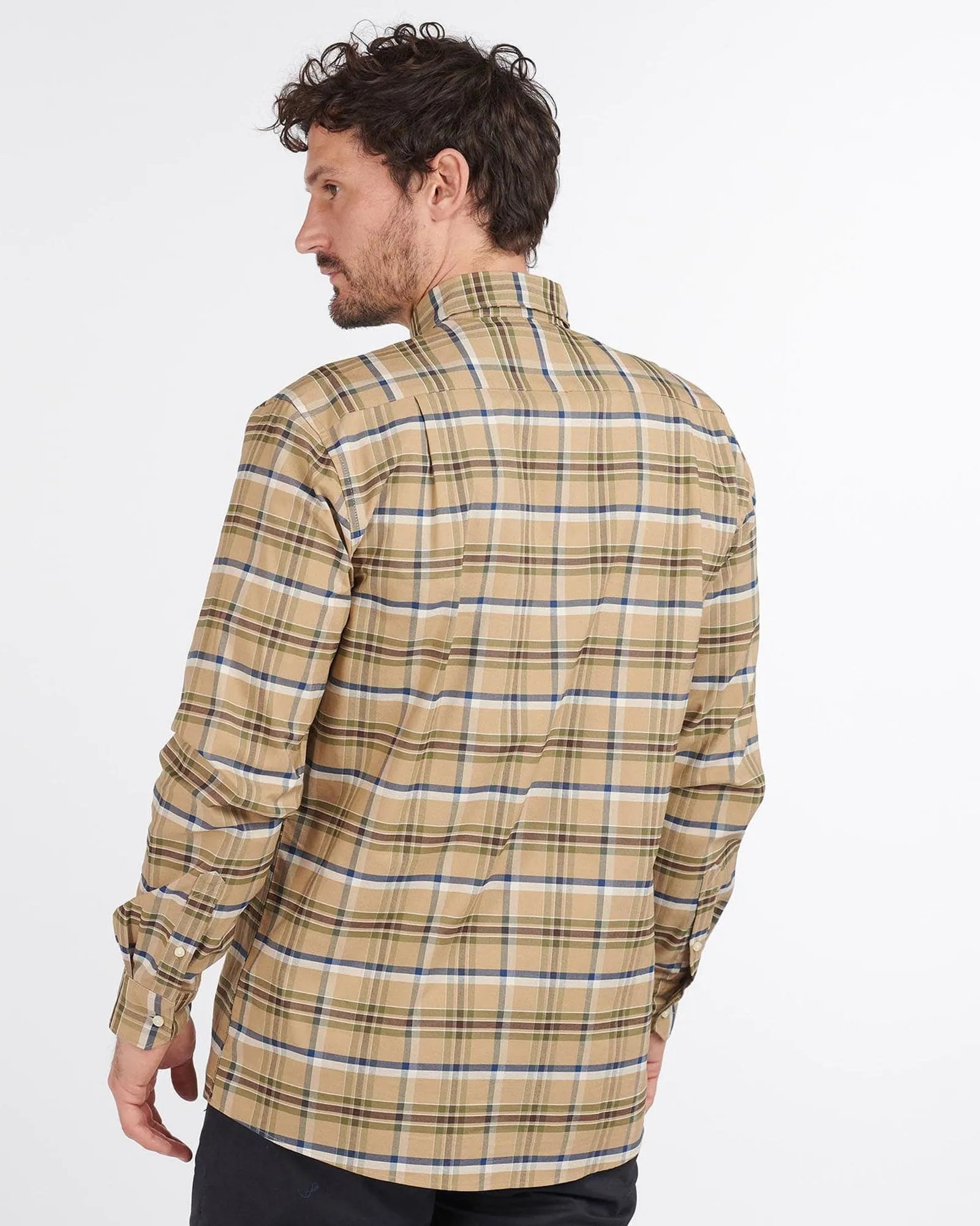 Barbour Barton Coolmax Performance Buttondown Collar Shirt in Stone