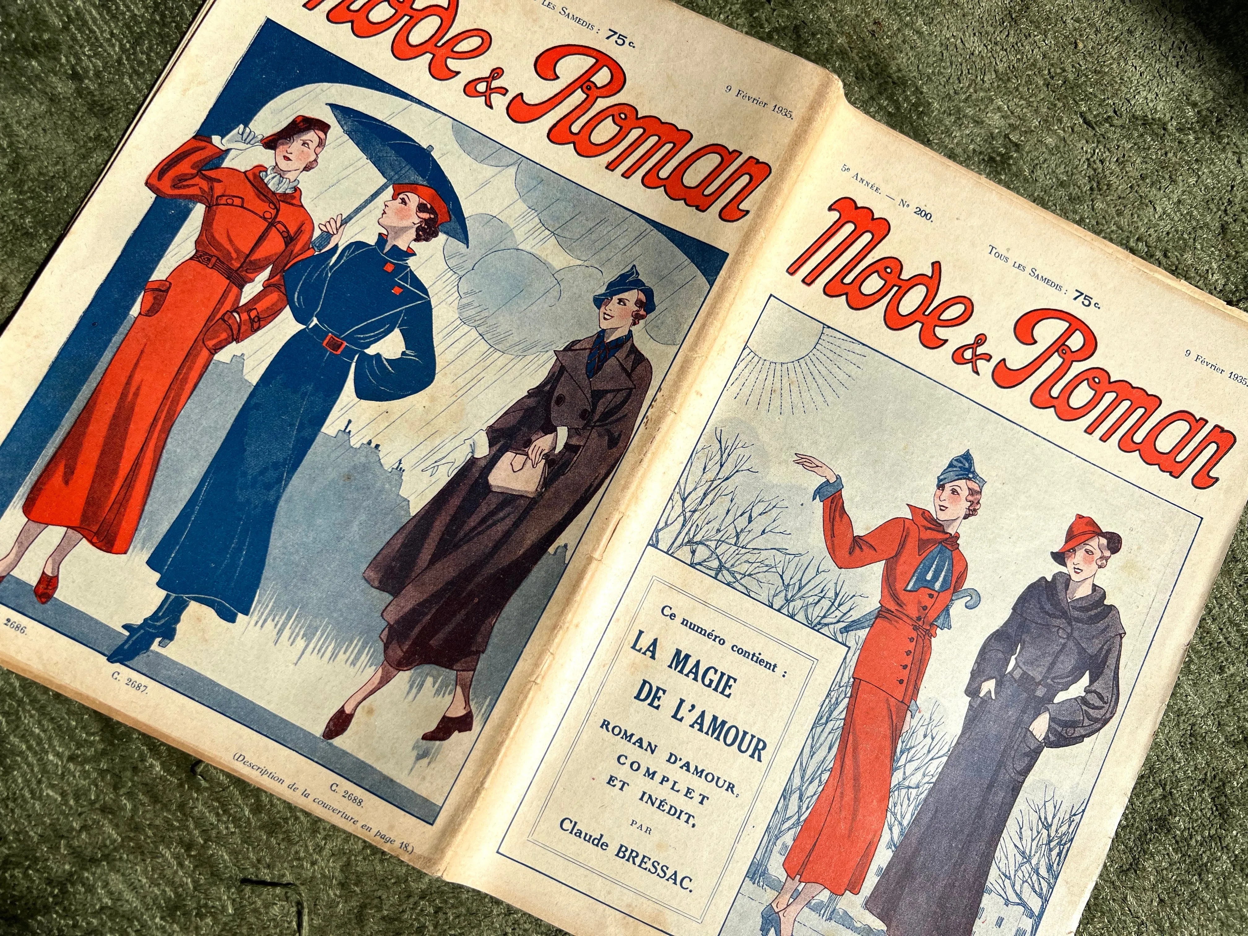 Beautiful Whatever the Weather on Cover of February 1935 French Magazine Mode & Roman