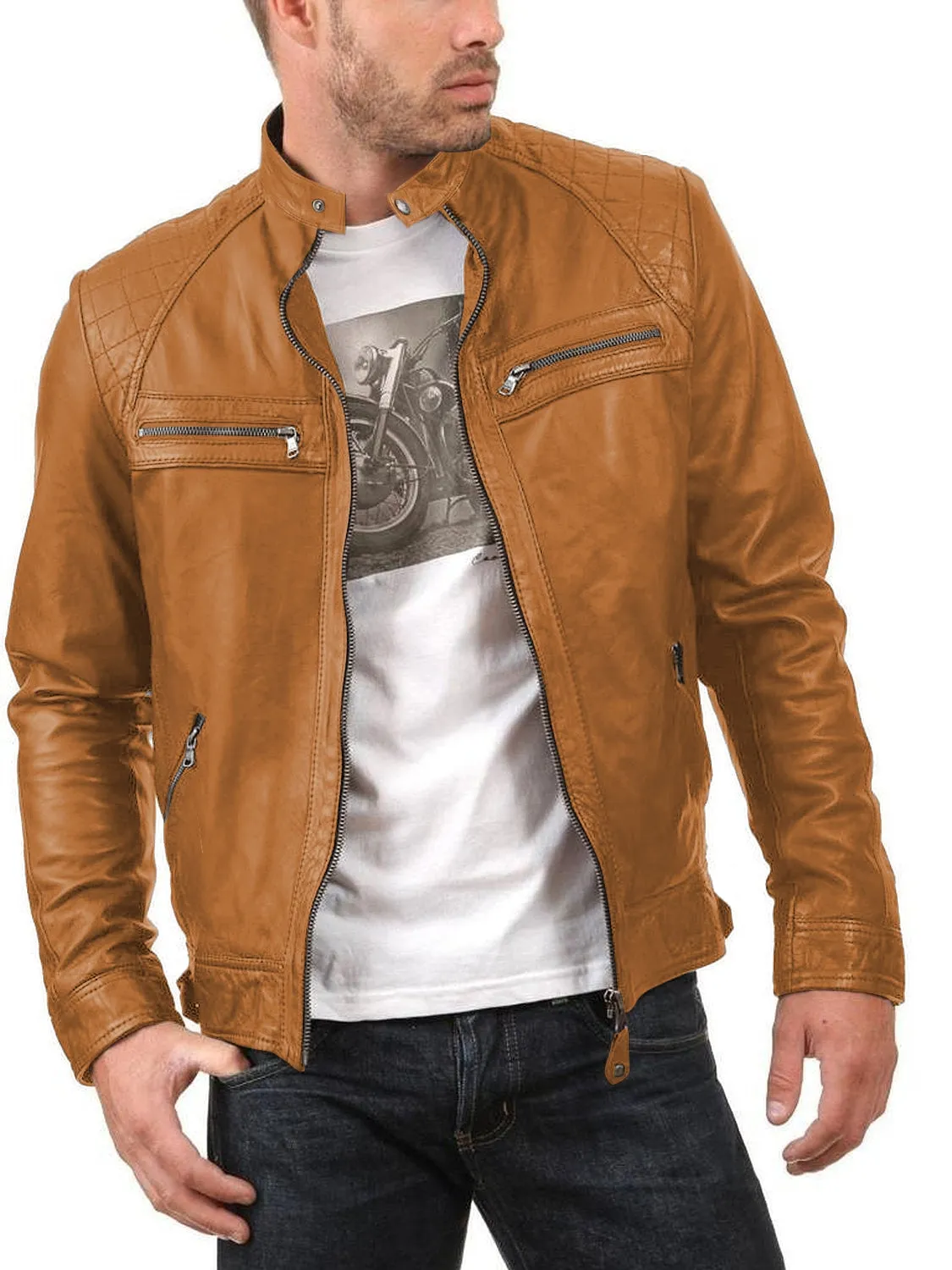 Blazeon Green Biker Leather Jacket