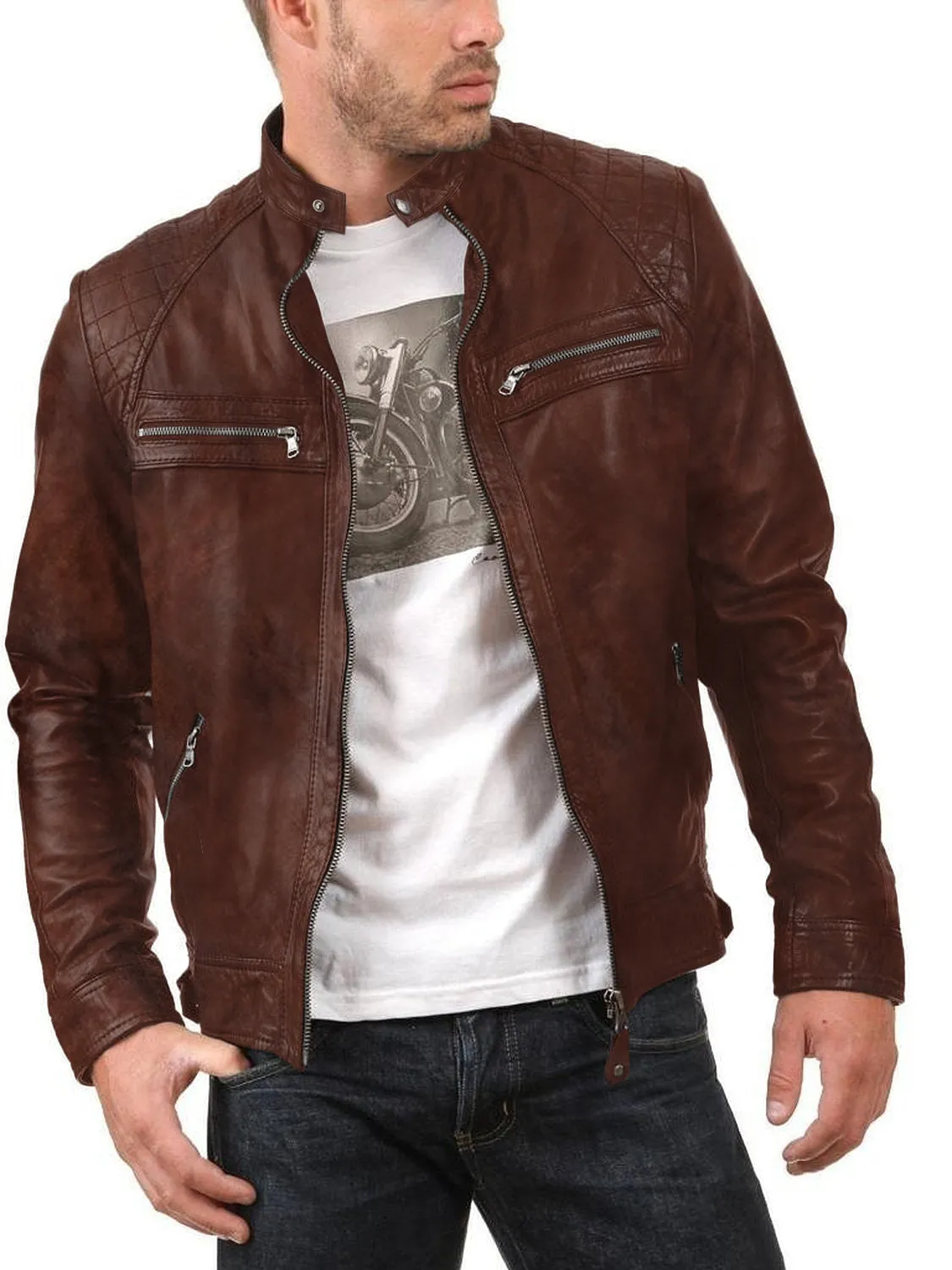 Blazeon Green Biker Leather Jacket