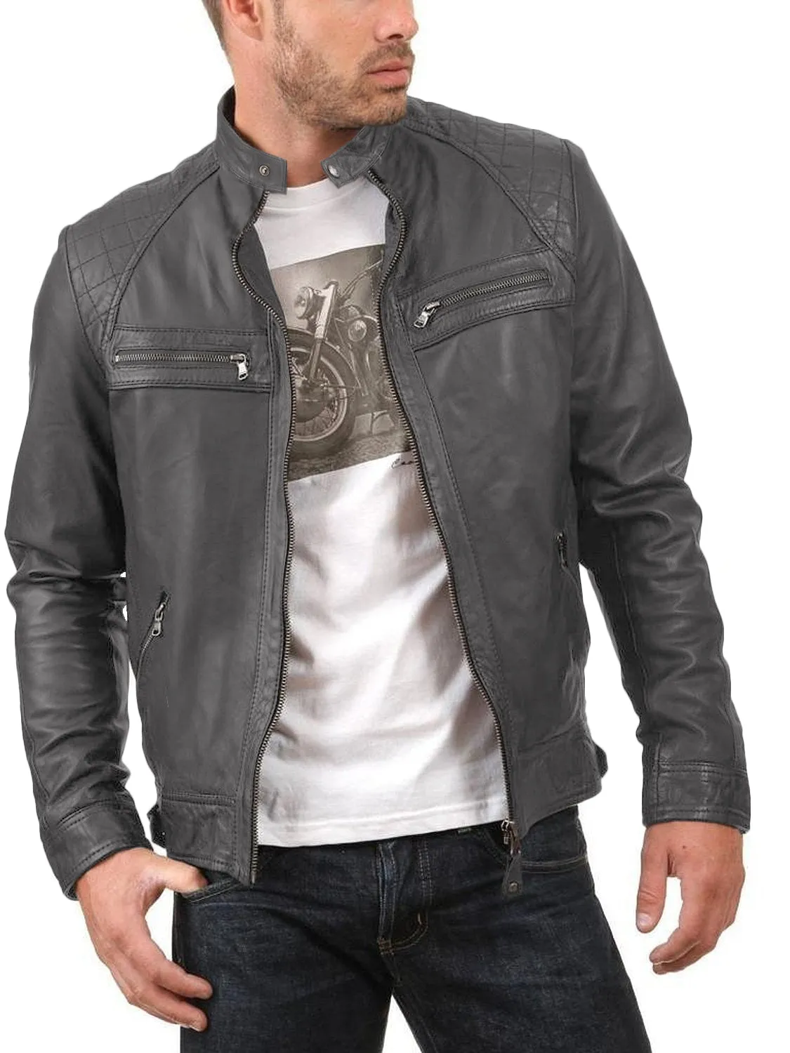 Blazeon Green Biker Leather Jacket