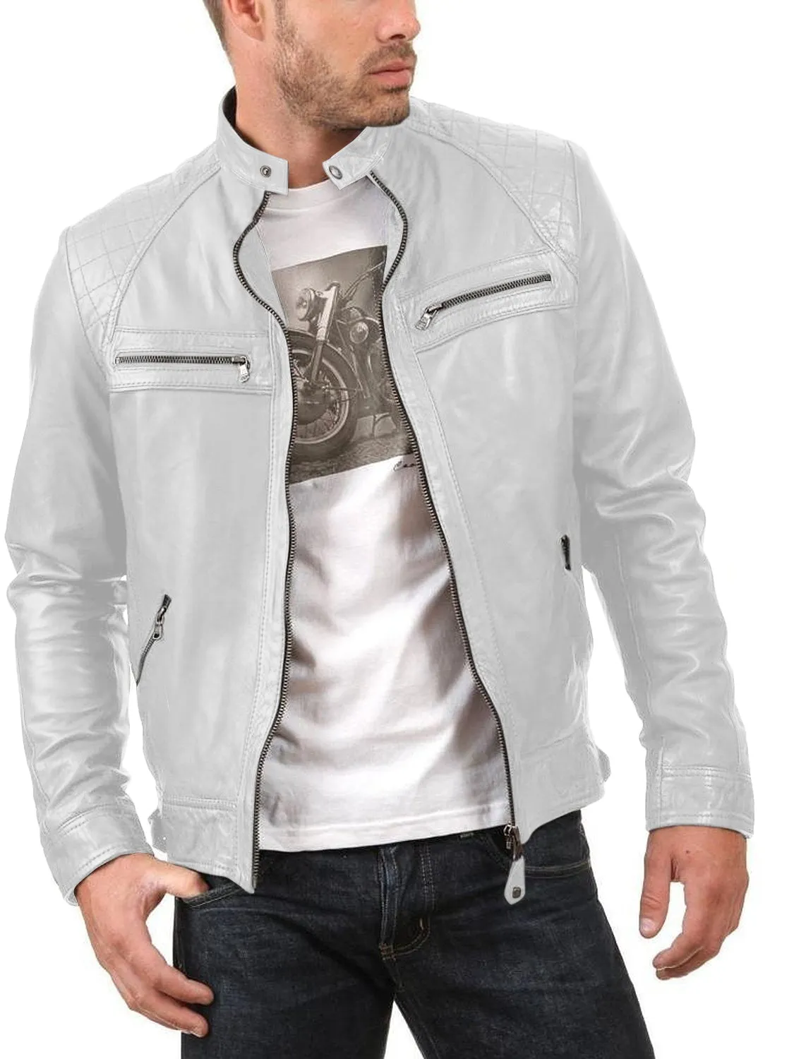 Blazeon Green Biker Leather Jacket