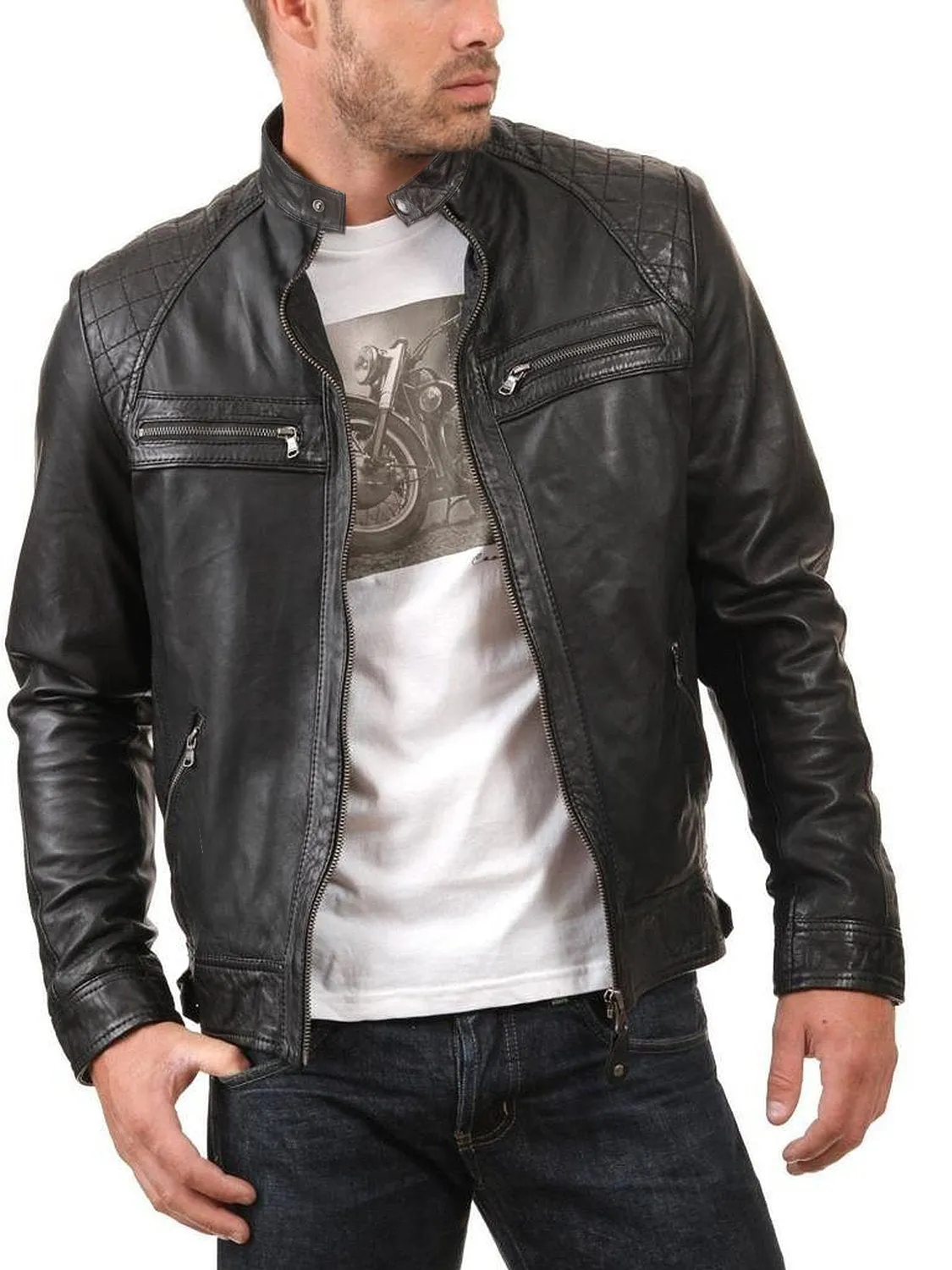 Blazeon Green Biker Leather Jacket