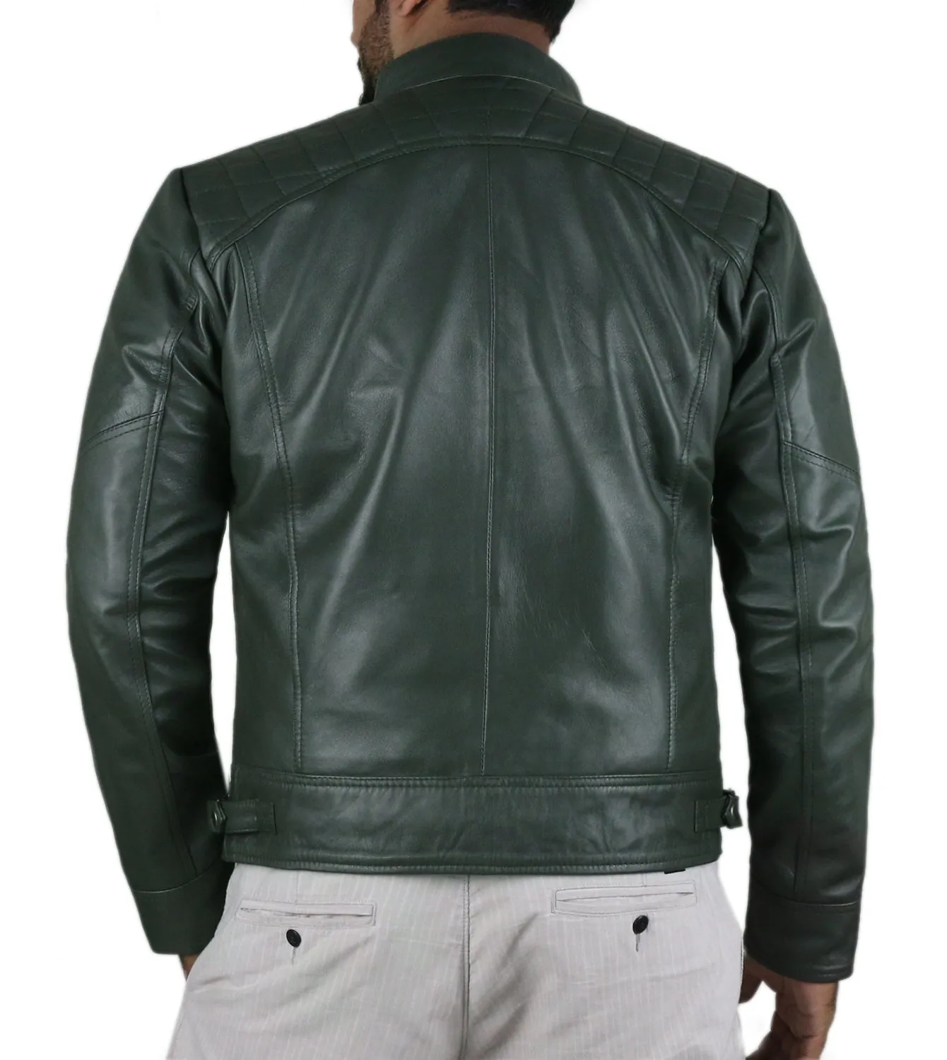 Blazeon Green Biker Leather Jacket