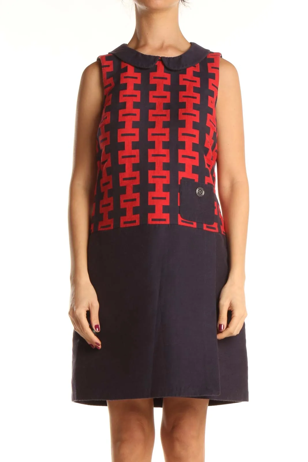 Blue Red Classic Shift Dress