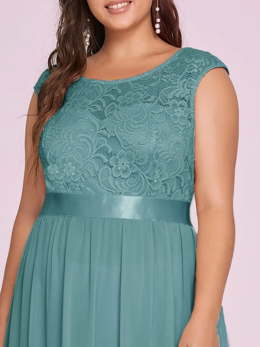 Classic Round Neck Backless Lace Bodice Bridesmaid Dress