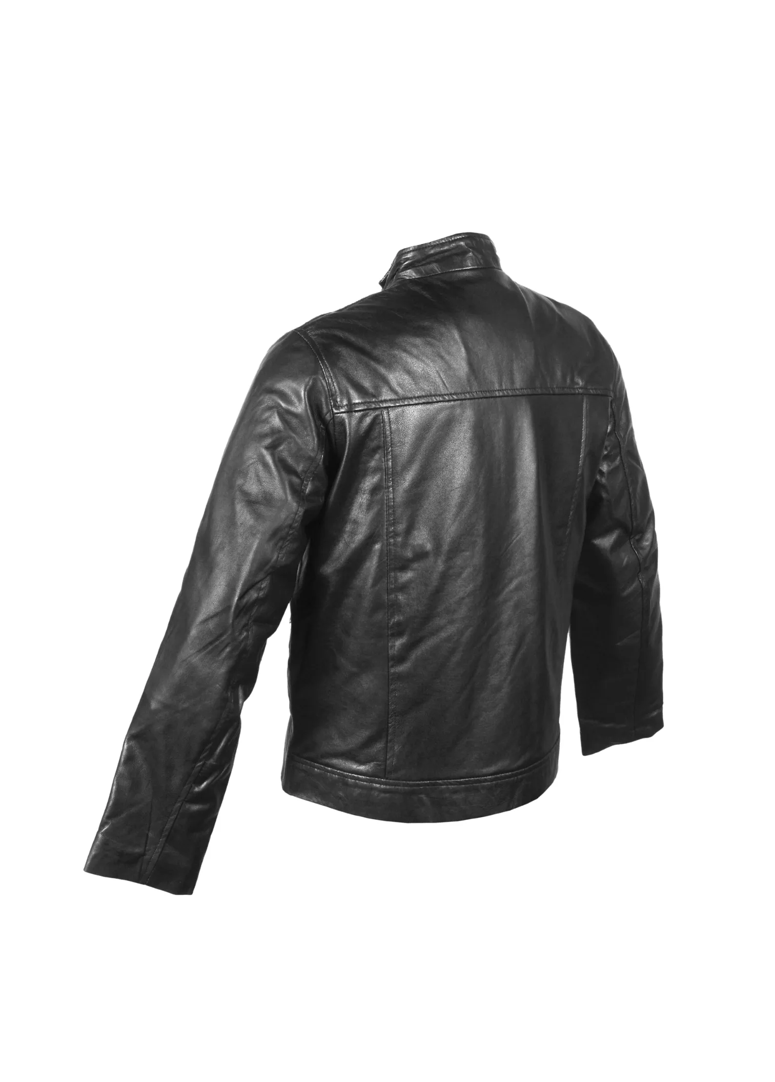 Classic Sheepskin Leather Jacket in Black for Men