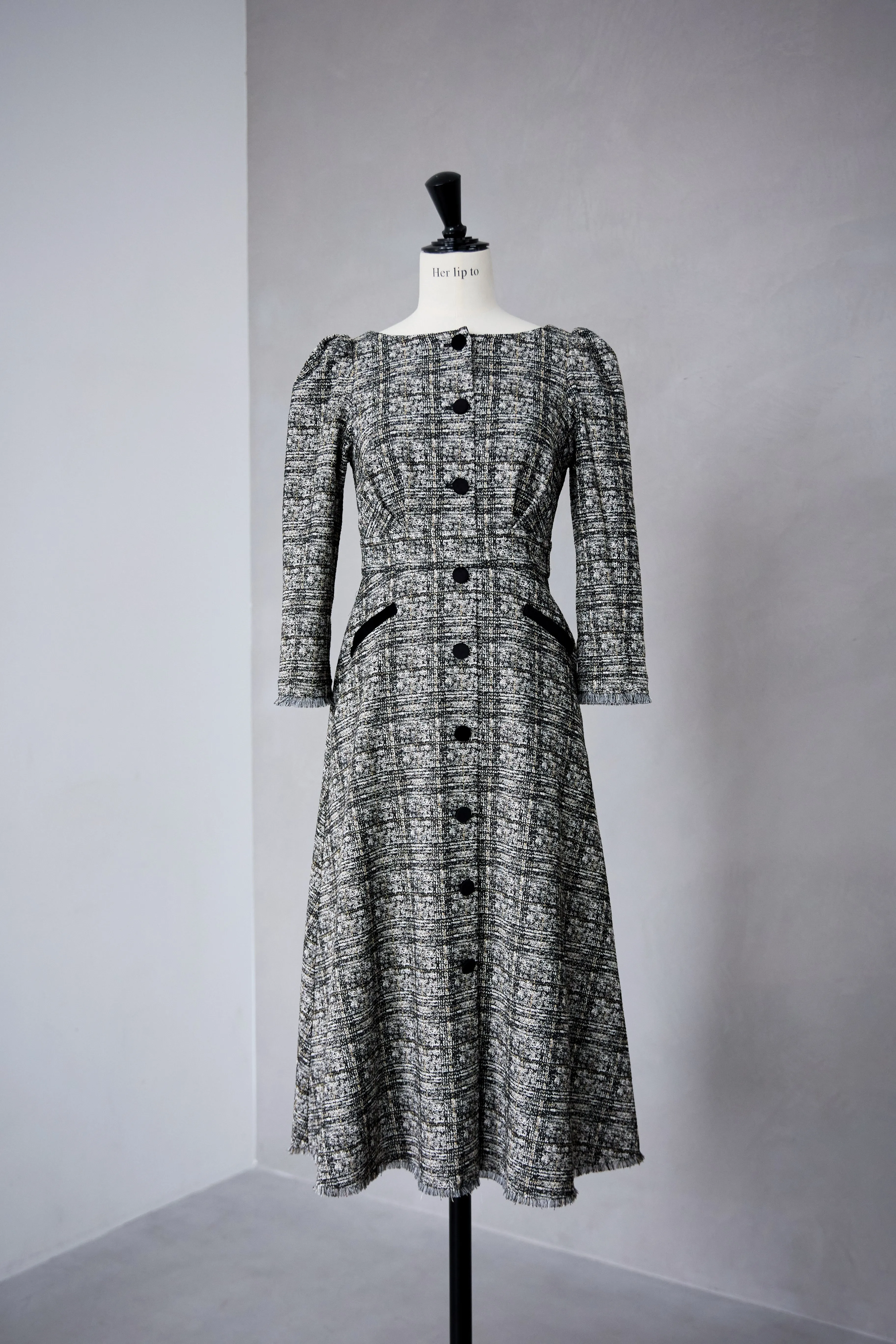 Classic Tweed Midi Dress