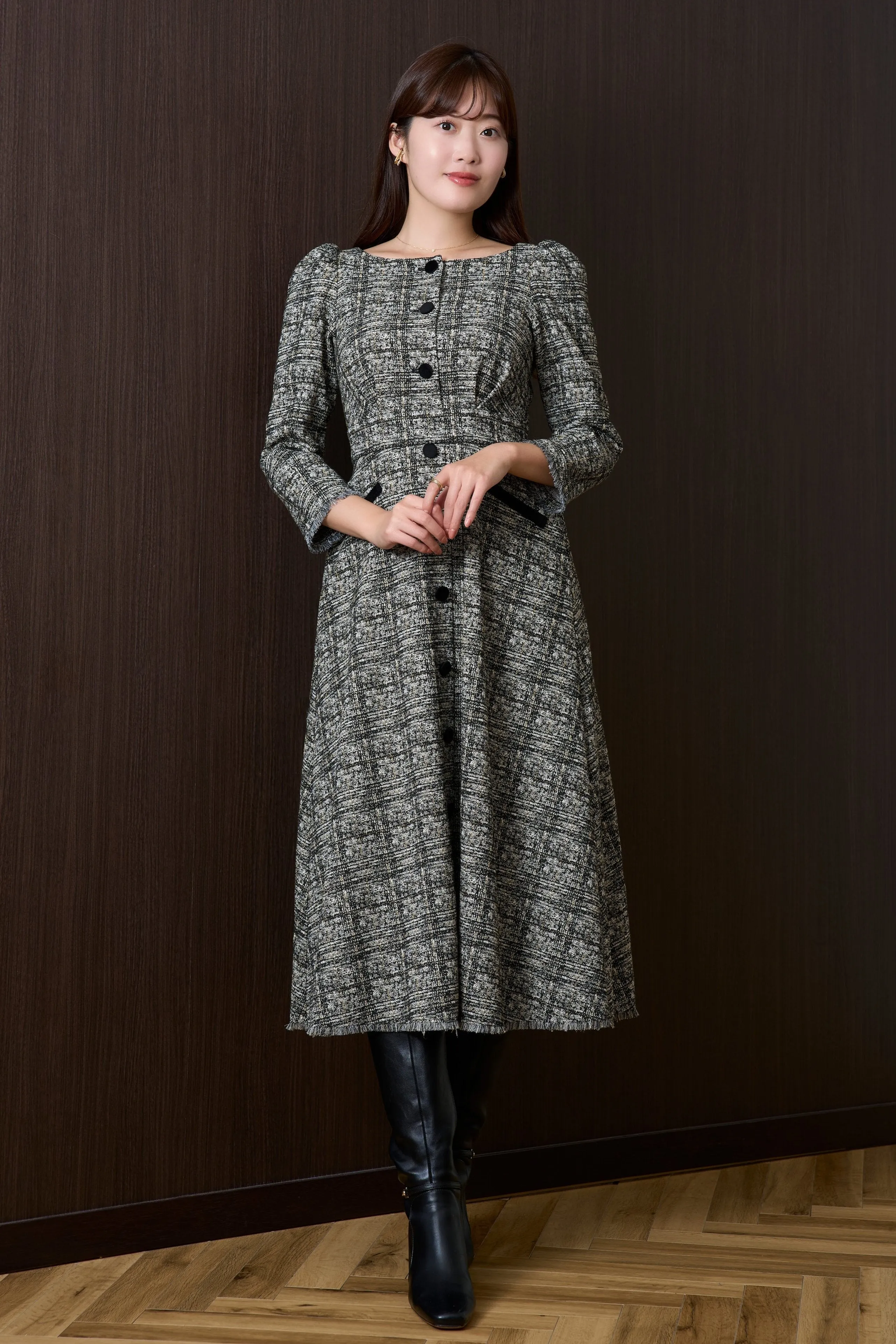 Classic Tweed Midi Dress