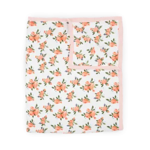 Cotton Muslin Quilted Throw - Watercolor Roses