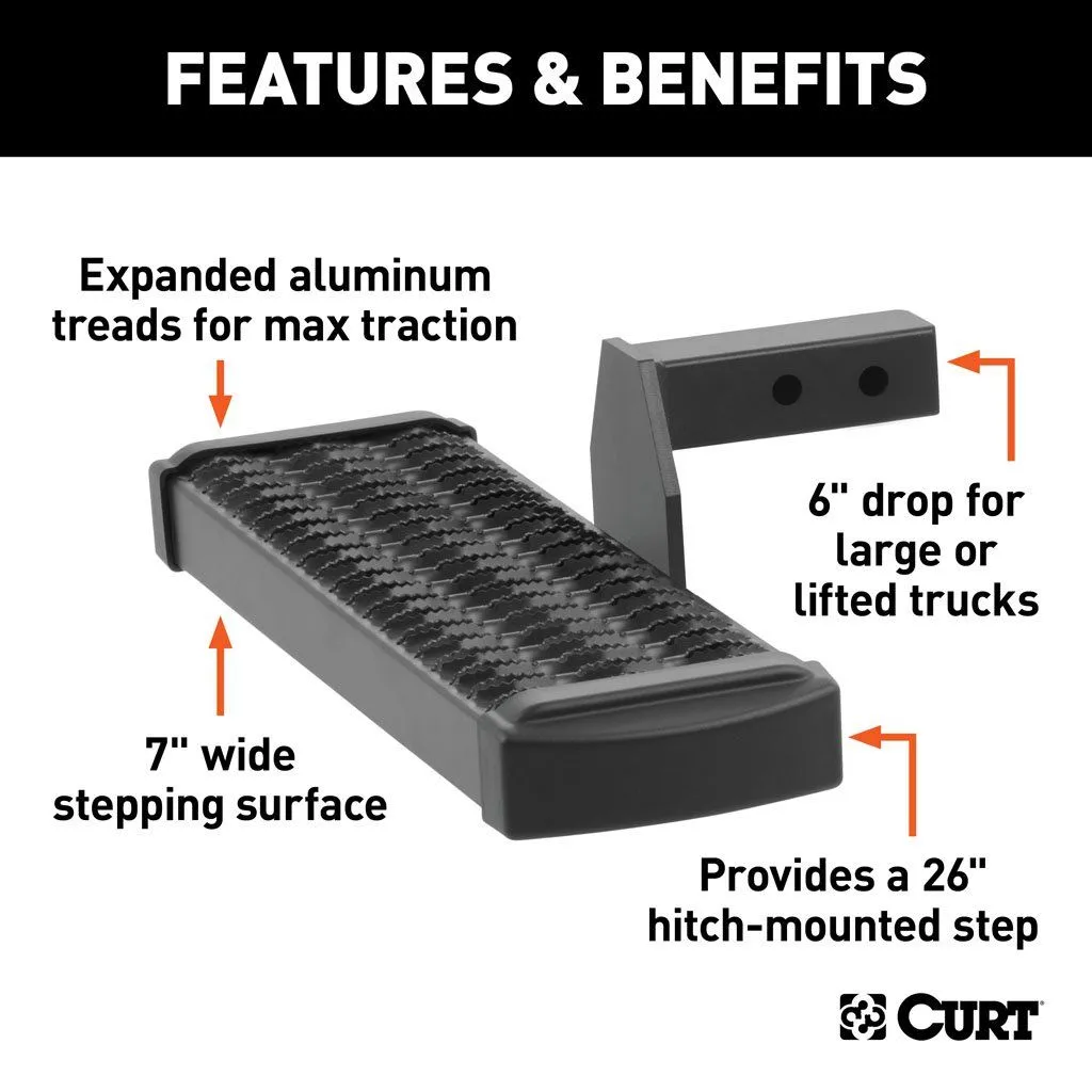 Curt Grip Step Receiver Hitch Step 6" Drop | 2" Shank |