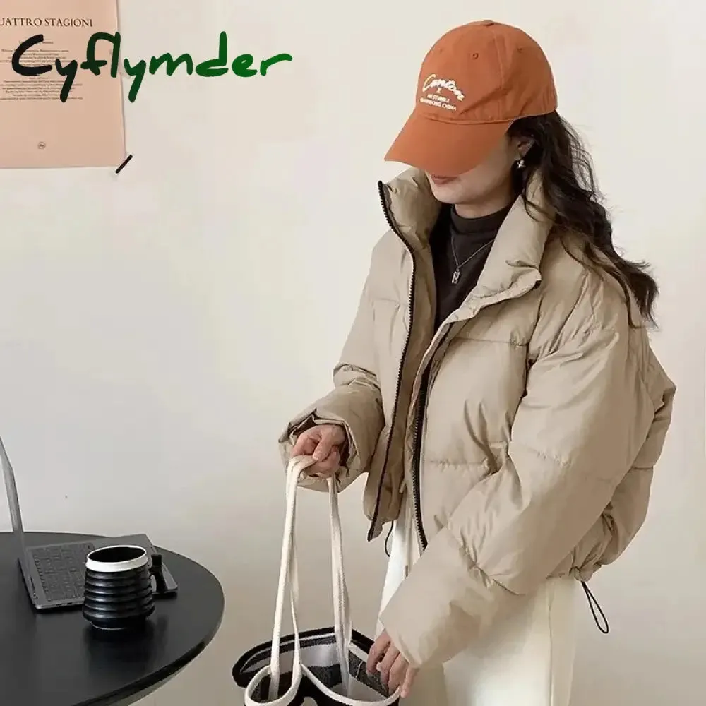 Cyflymder 2024 New Women Solid Loose Puffer Jacket Winter Korean Chic Oversized ThickenedWarm Parkas Female Coat Lady Padded Ja