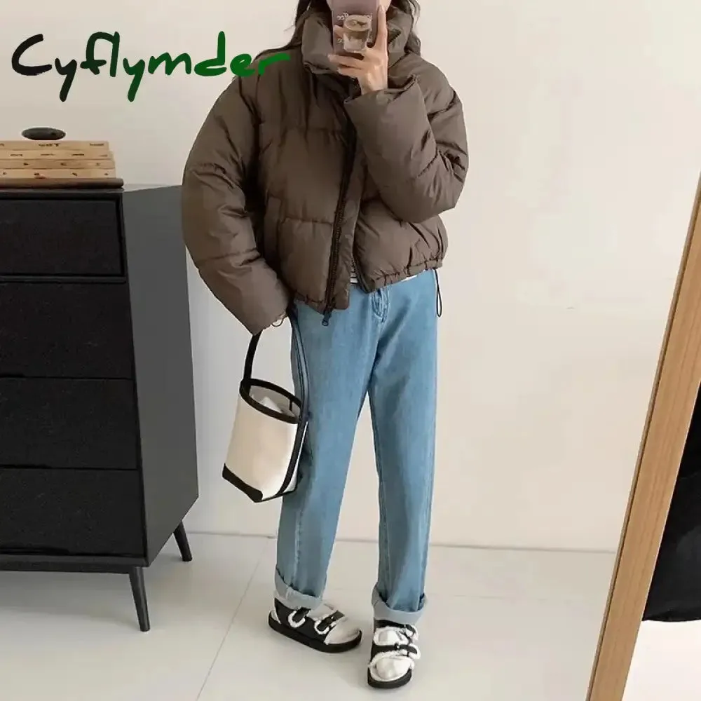 Cyflymder 2024 New Women Solid Loose Puffer Jacket Winter Korean Chic Oversized ThickenedWarm Parkas Female Coat Lady Padded Ja