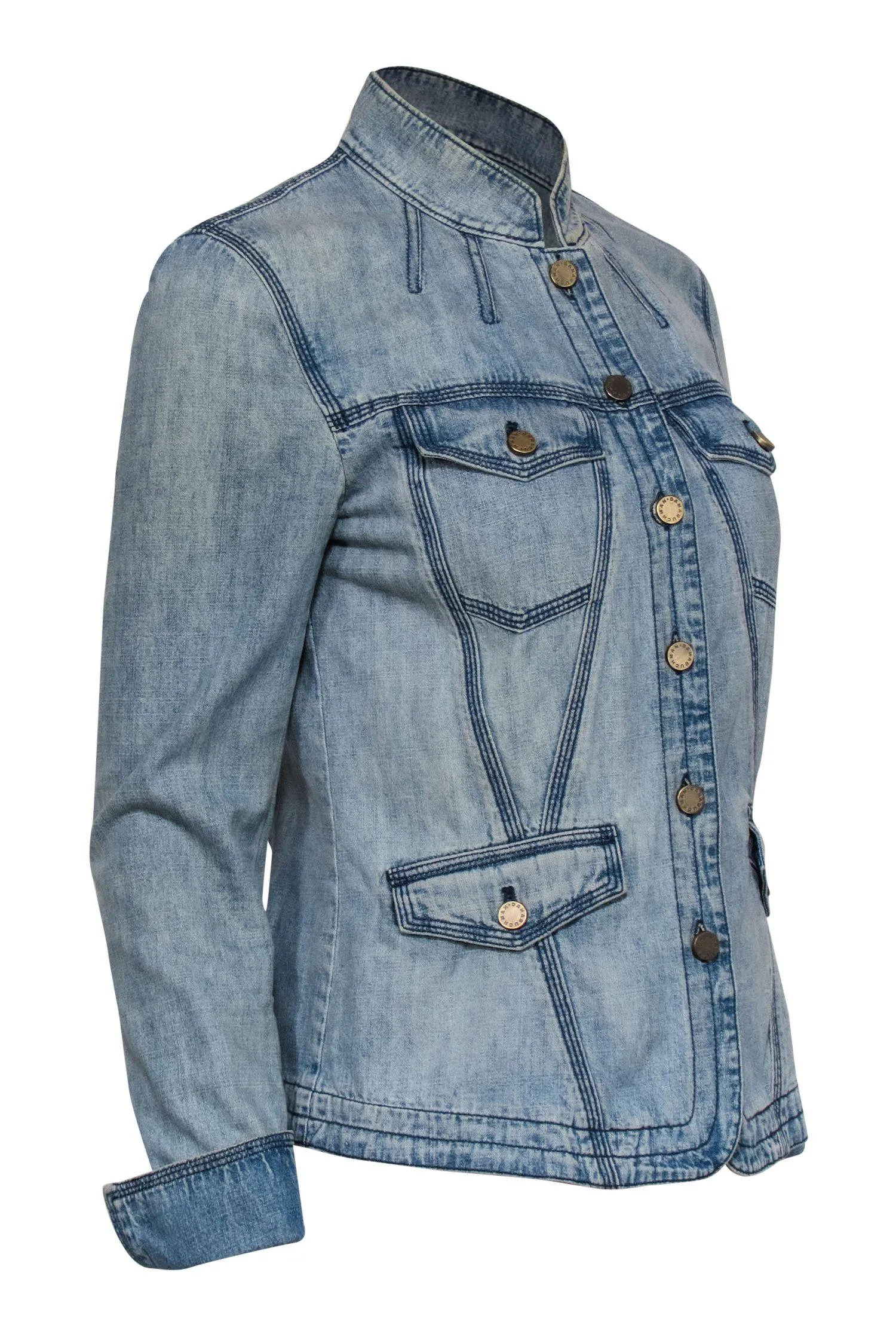 Dana Buchman - Light Wash Denim Jacket w/ Piping Sz 2