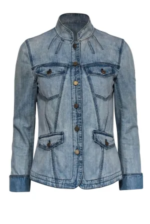 Dana Buchman - Light Wash Denim Jacket w/ Piping Sz 2