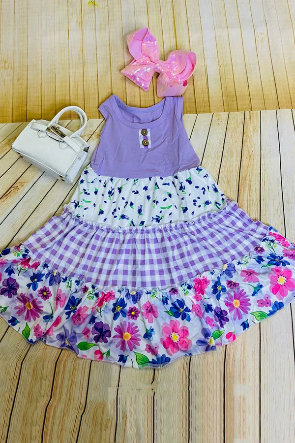 DLH2381 Sleeveless 4 layers patchwork summer girls dresses