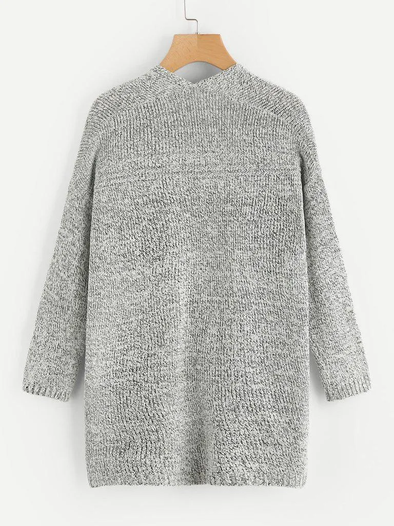 Drop Shoulder Marled Slub Cardigan