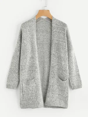 Drop Shoulder Marled Slub Cardigan