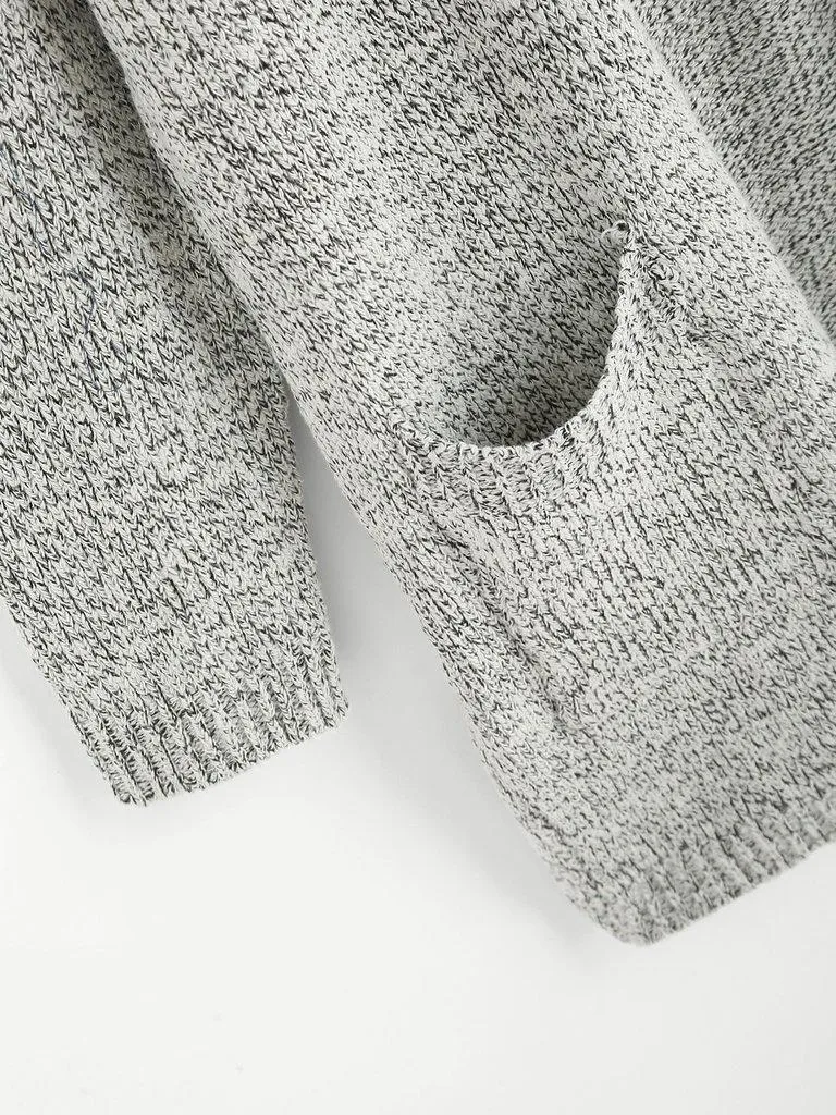 Drop Shoulder Marled Slub Cardigan