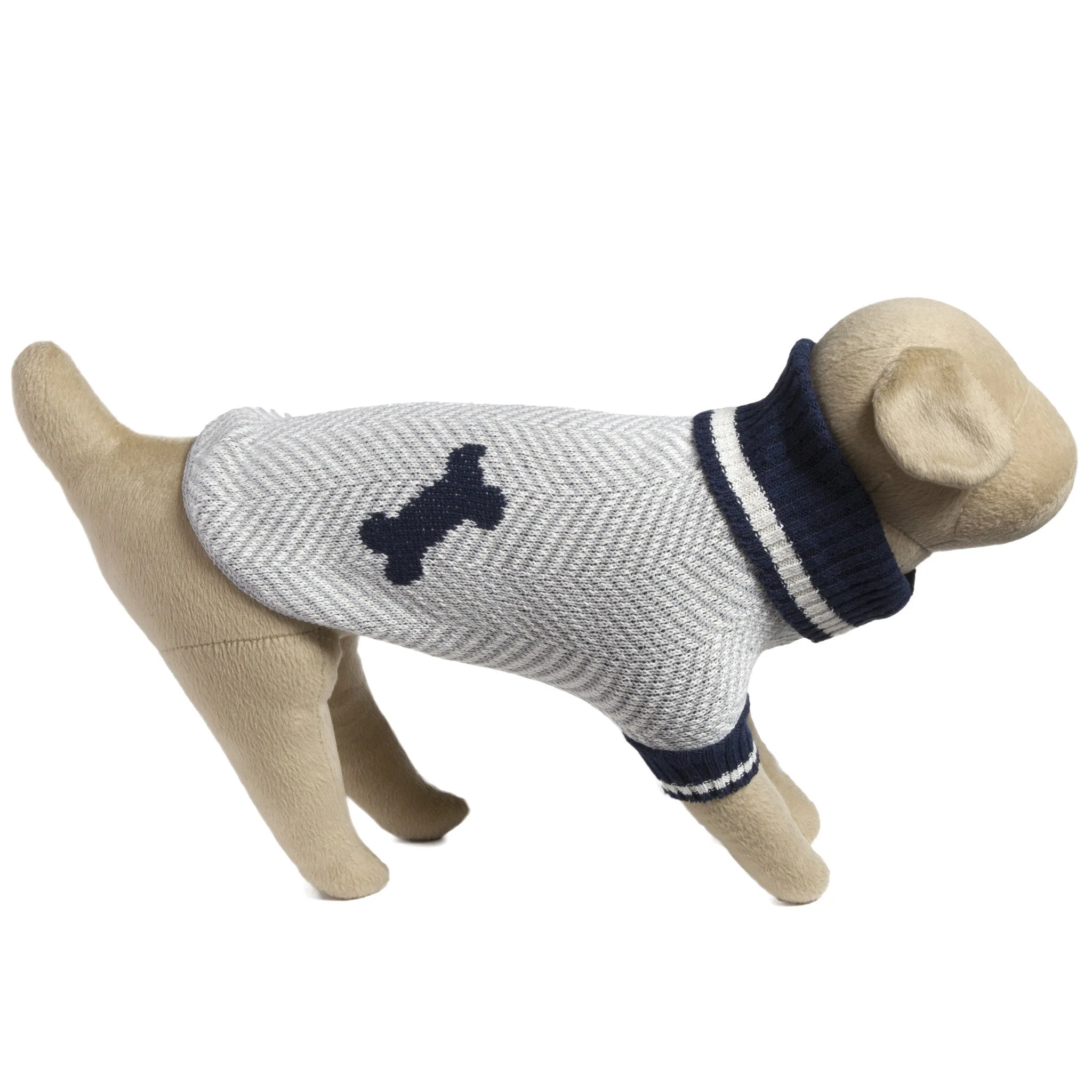 Eco Pet Recycled Cotton Dog Sweater - Gray and Navy