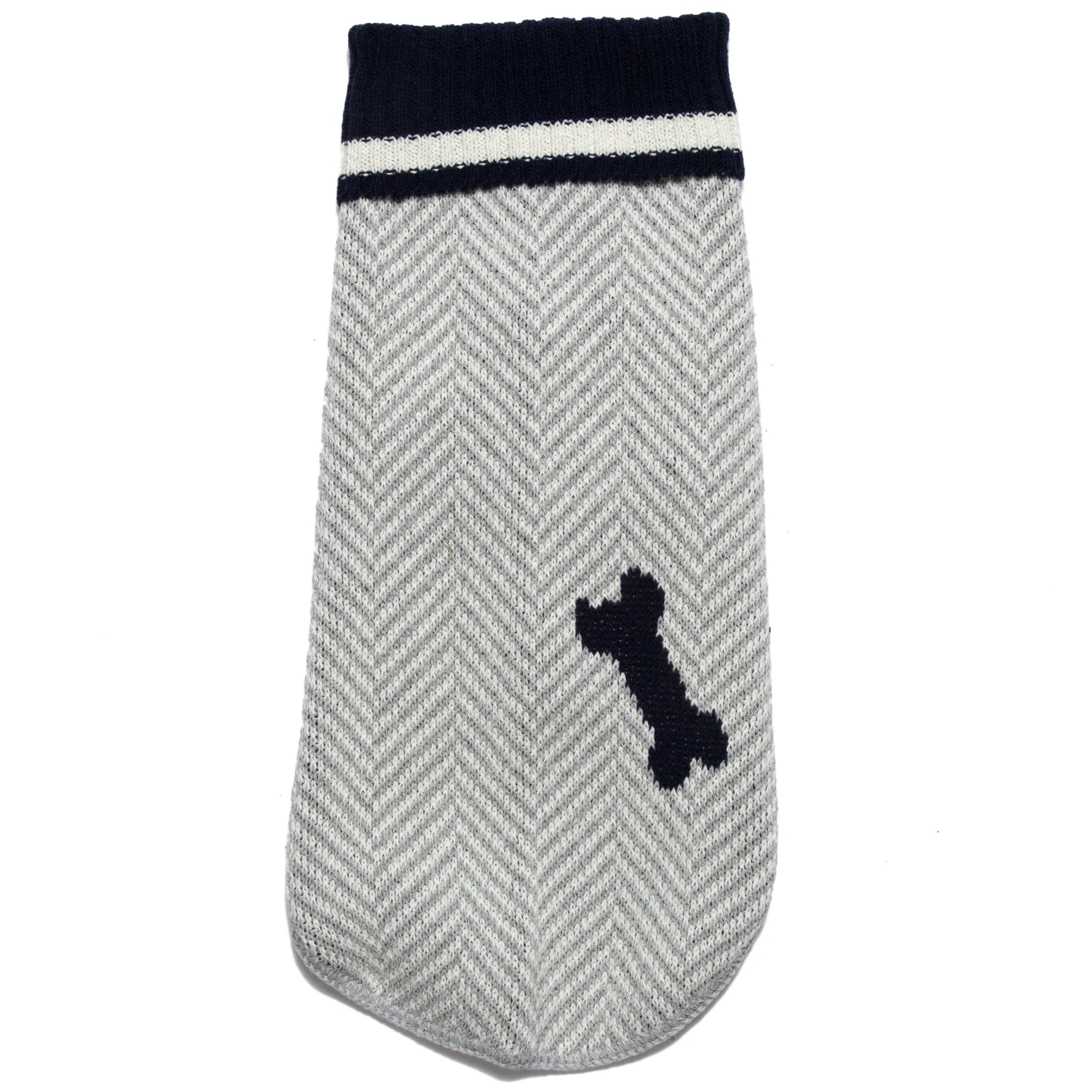 Eco Pet Recycled Cotton Dog Sweater - Gray and Navy