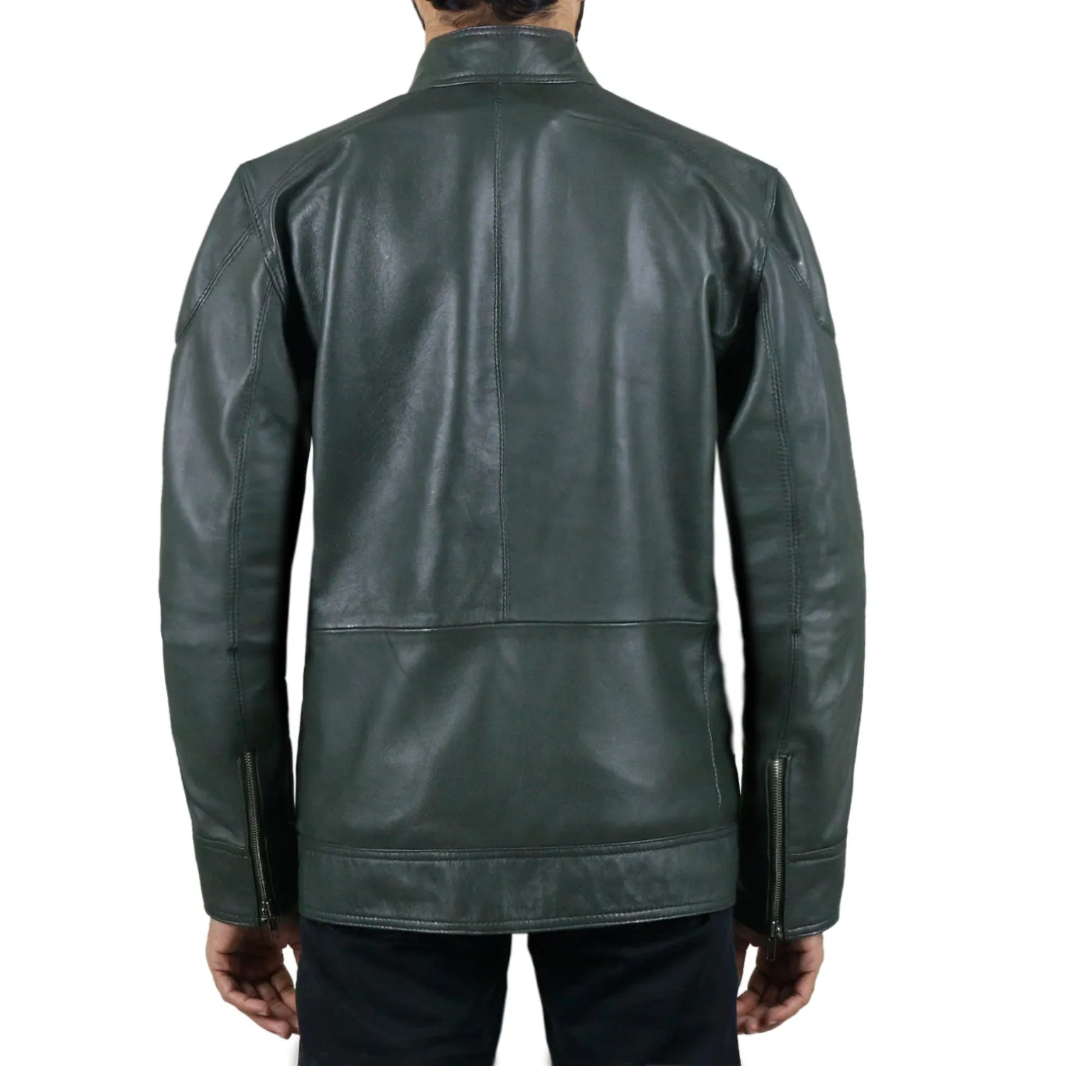 Elaron Brown Cafe Racer Leather Jacket