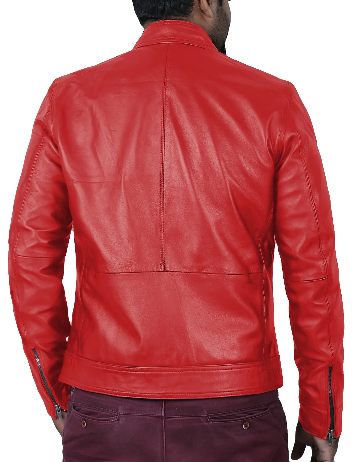 Elaron Brown Cafe Racer Leather Jacket