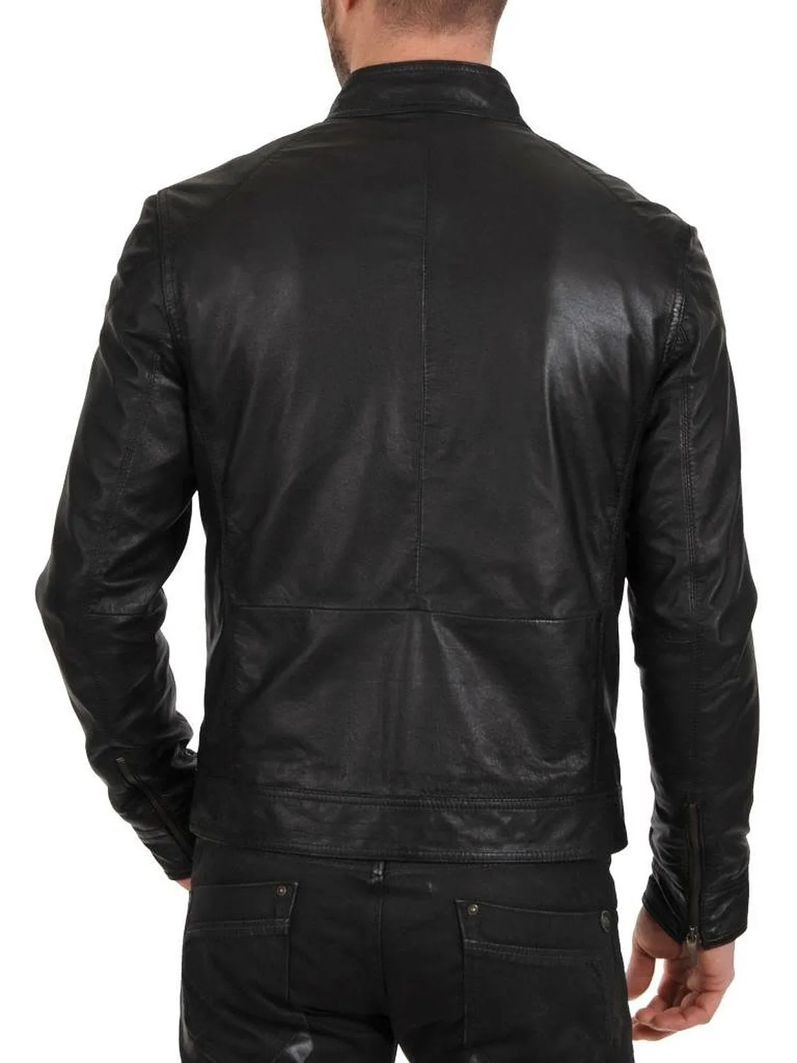 Elaron Brown Cafe Racer Leather Jacket