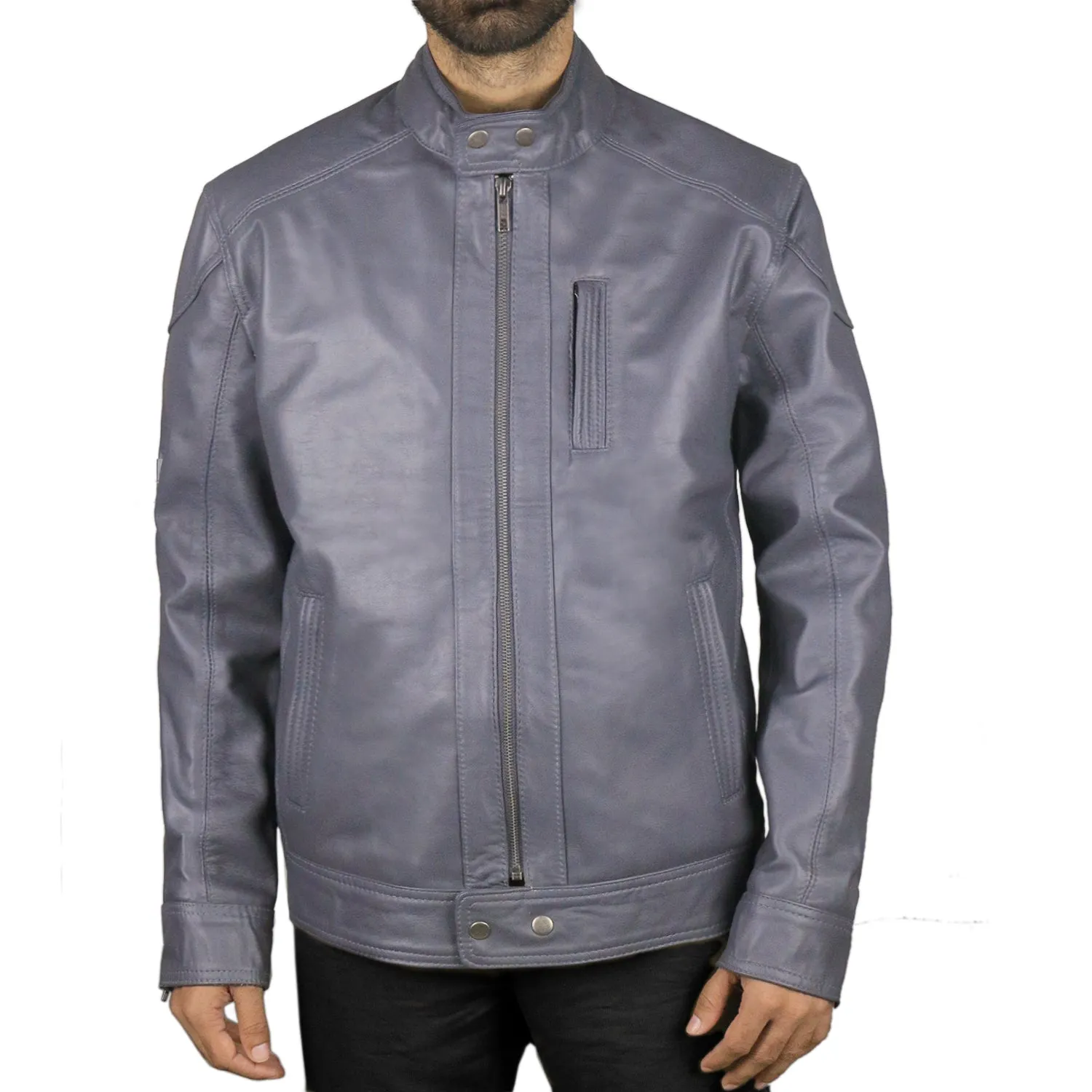 Elaron Brown Cafe Racer Leather Jacket