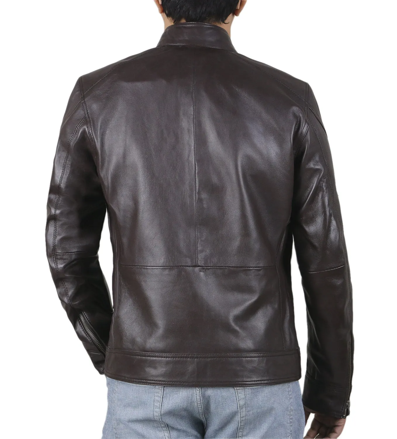 Elaron Brown Cafe Racer Leather Jacket