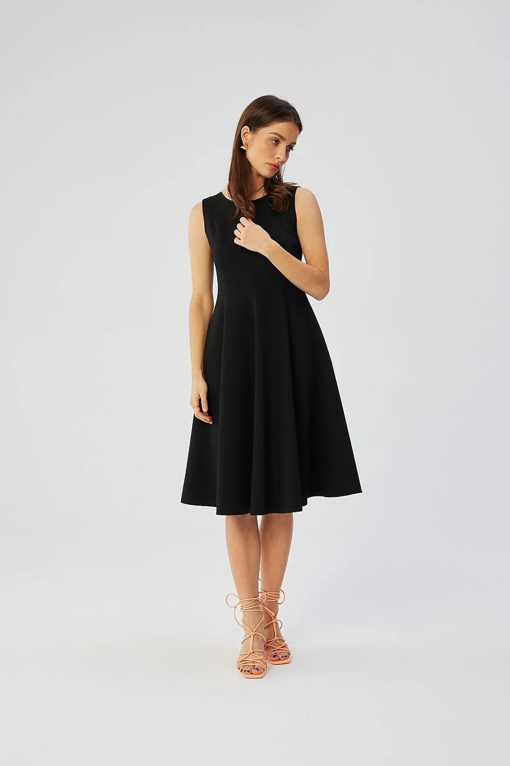 Elegant A-Line Sleeveless Day Dress with Polish Flair