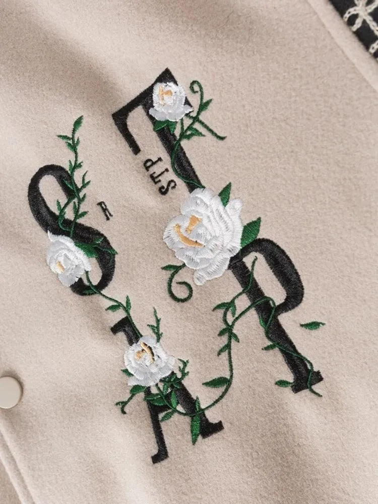 Floral Embroidered Bomber Jacket