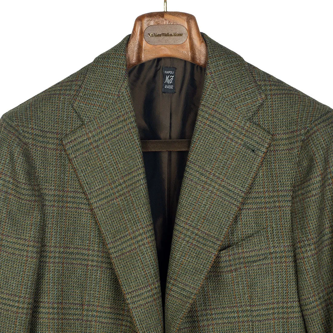 Fox Bros green & brown glencheck sport coat, 13 oz wool & cashmere