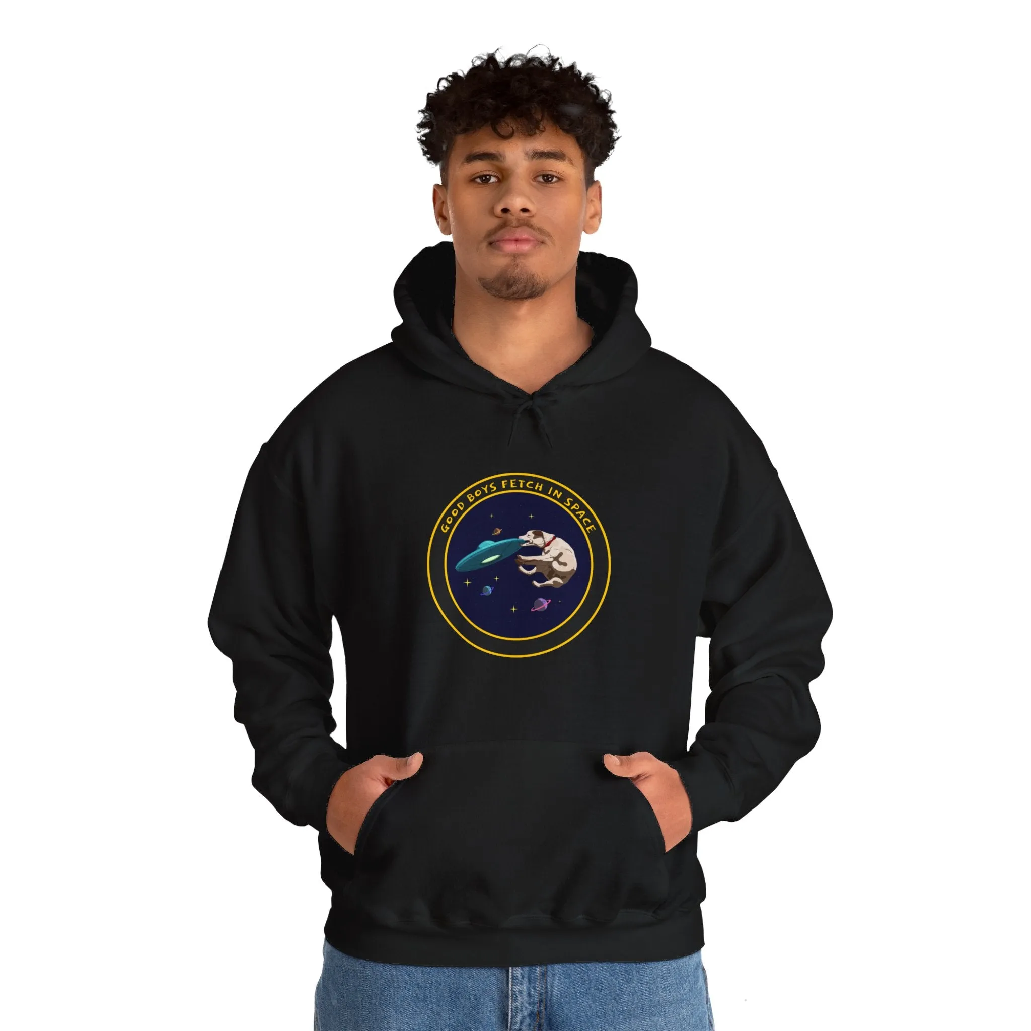 Good Boys Fetch In Space Funny Dog Sci-Fi Hoodie