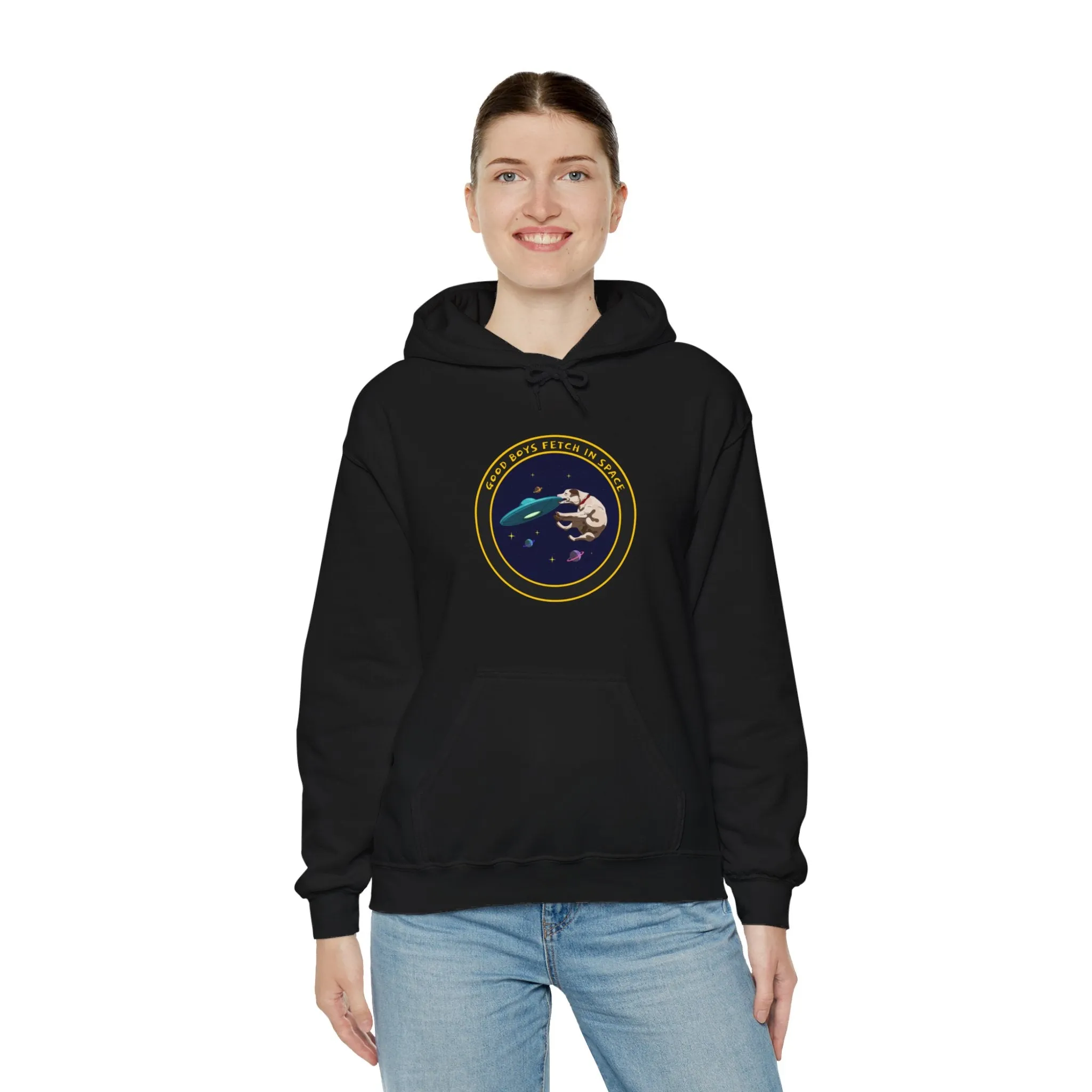 Good Boys Fetch In Space Funny Dog Sci-Fi Hoodie