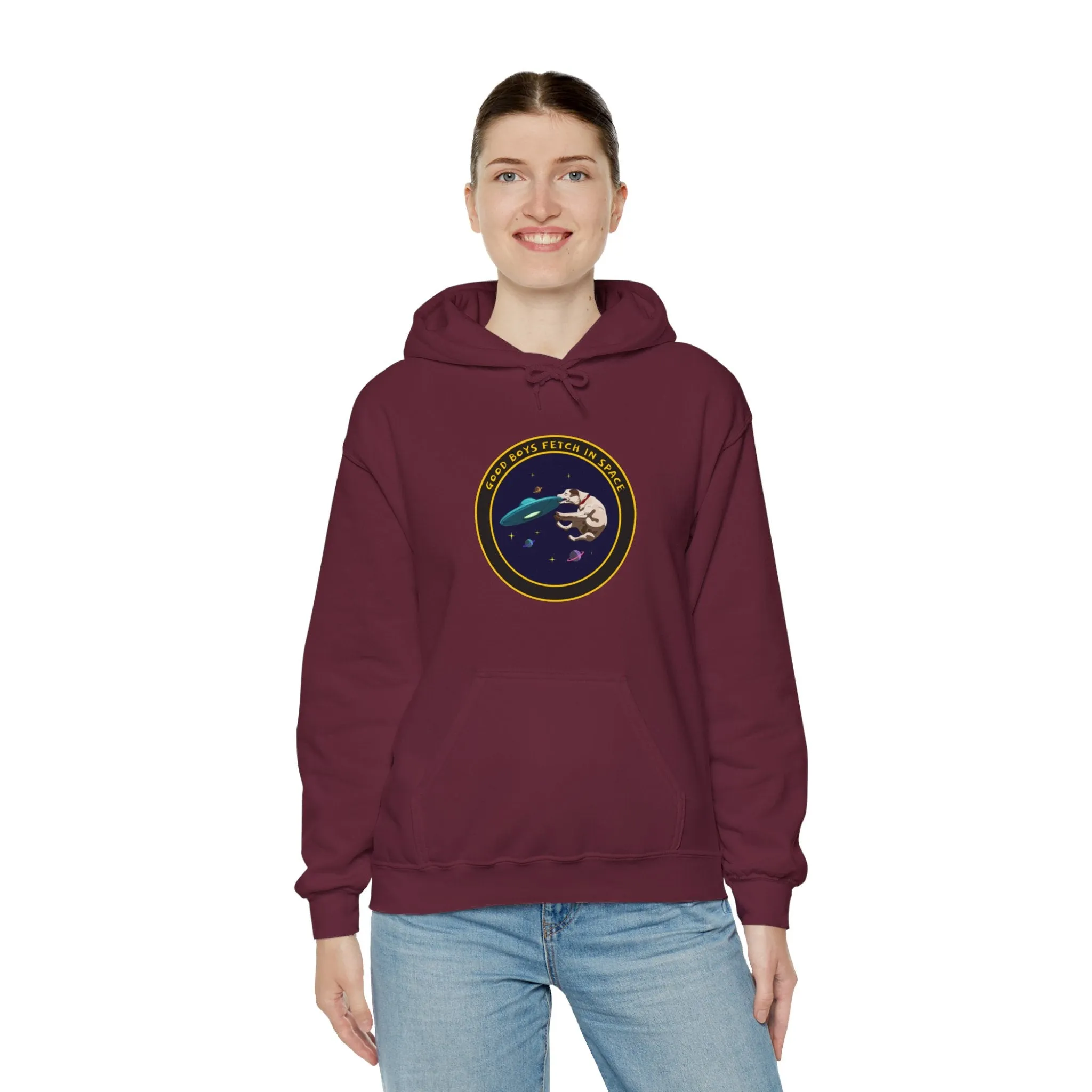 Good Boys Fetch In Space Funny Dog Sci-Fi Hoodie