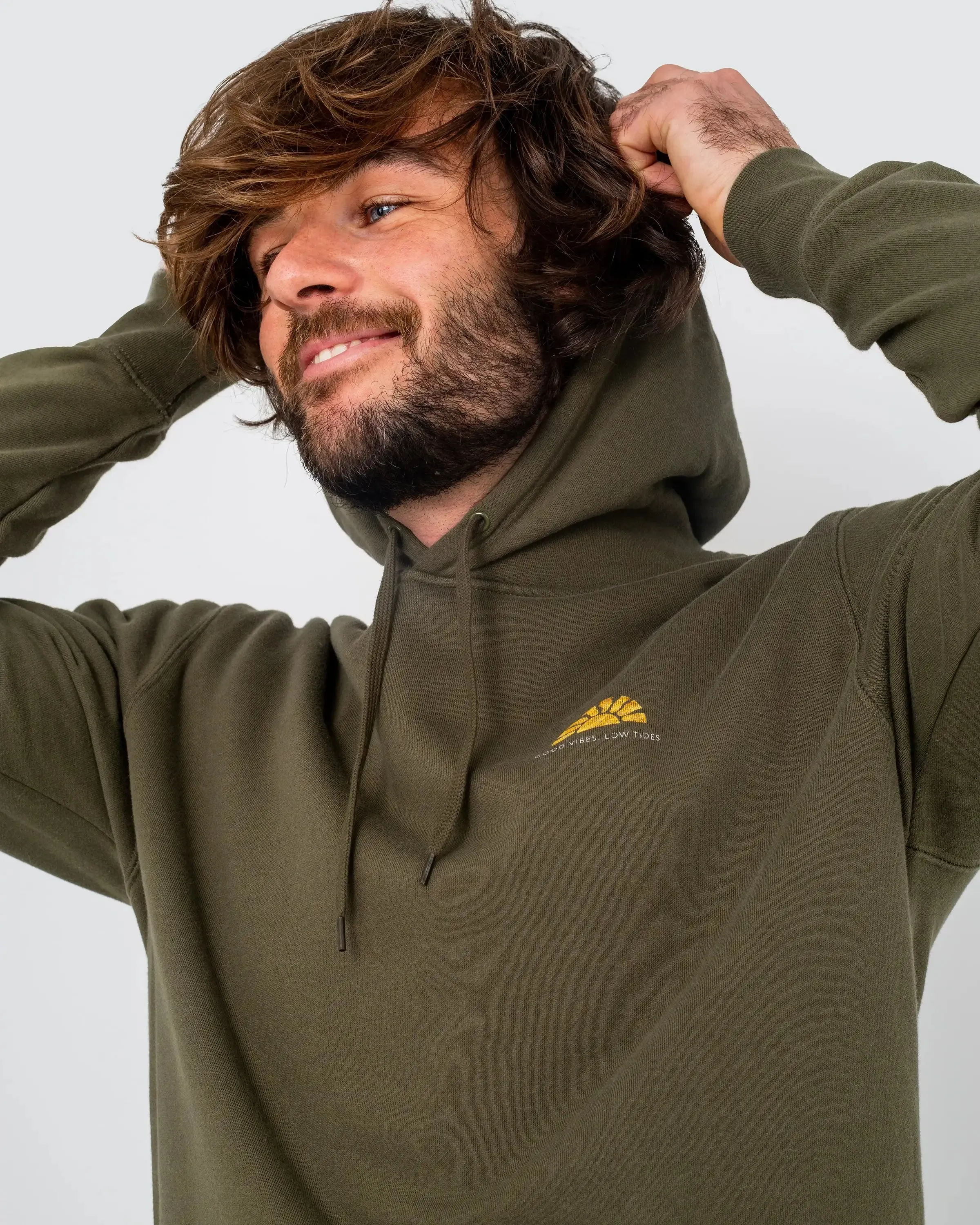 Good Vibes Hoodie in Army