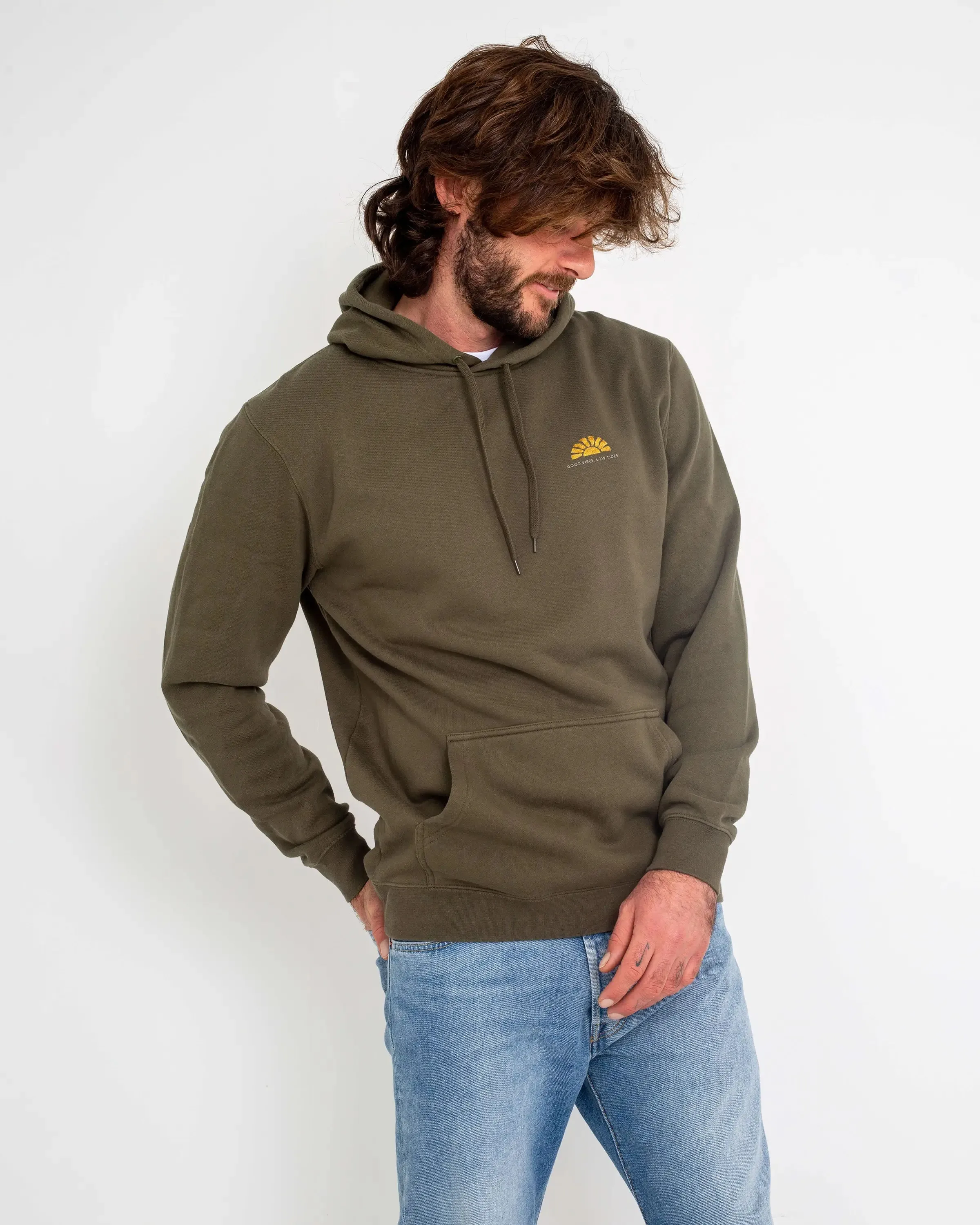 Good Vibes Hoodie in Army