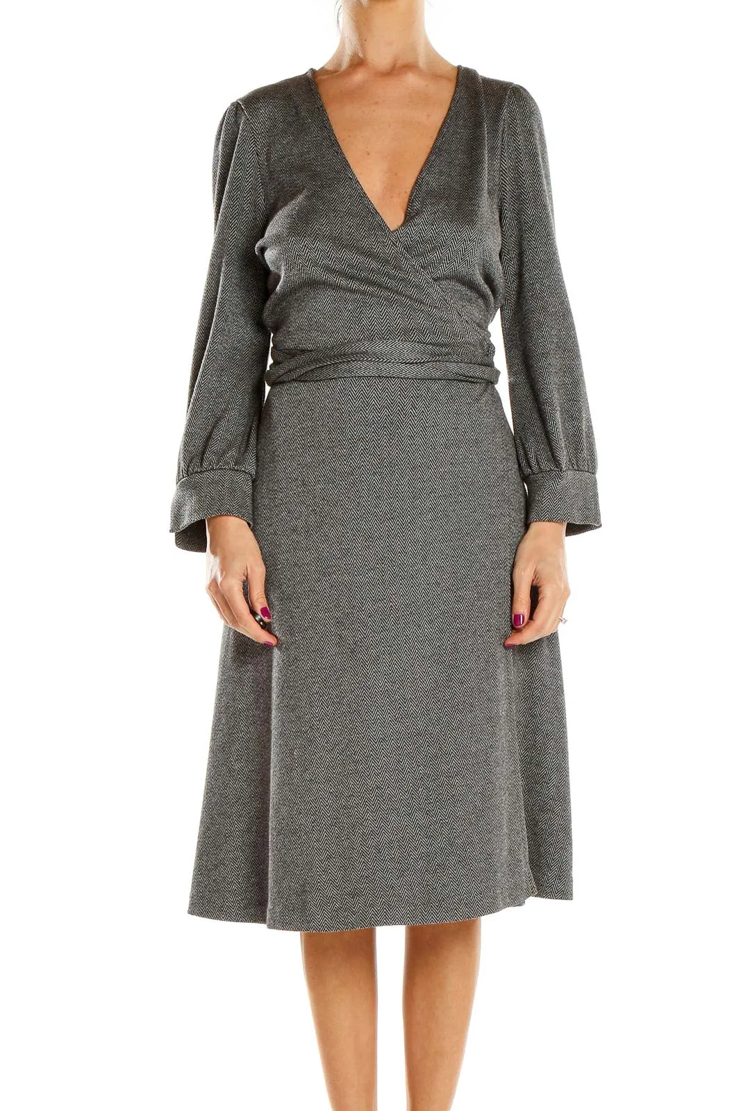 Gray Classic Fit & Flare Dress