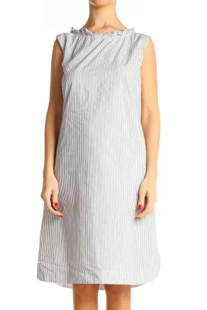 Gray Pin Striped Classic Shift Dress